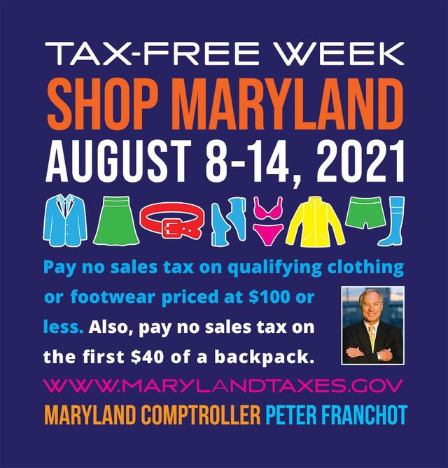 maryland sales tax free weekend